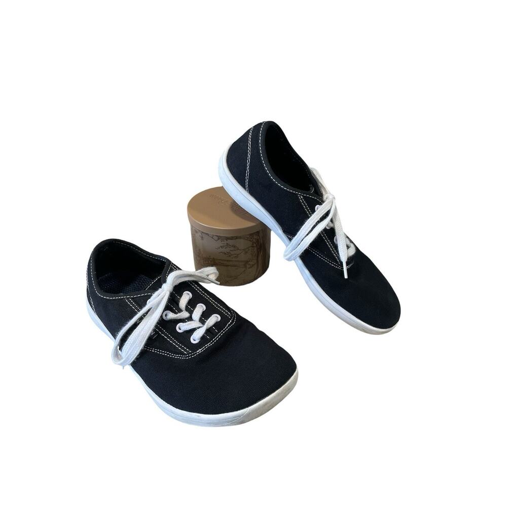 WHITIN Minimalist Barefoot Black Canvas Sneakers Women-40 EU/ 9 US -Wide Toe Box